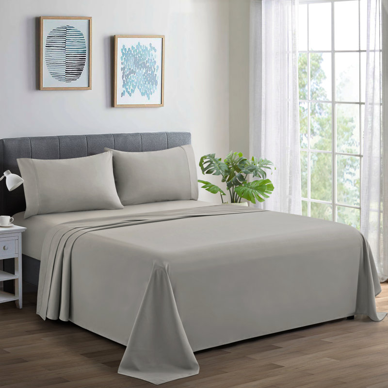 Ensemble de draps en coton 4 pièces avec taies d'oreiller en coton de grande qualité 4 pièces Marina, Taupe