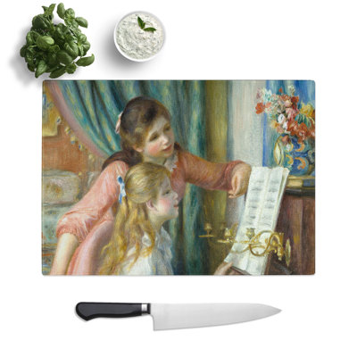 Two Young Girls at the Piano by Pierre-Auguste Renoir Chopping Board