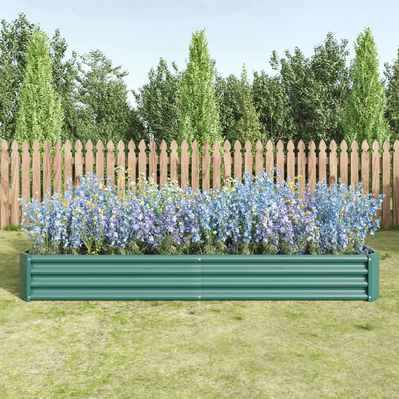 Outdoor Metal Raised Garden Bed for Various Plants and Flowers, Enhancing Your Garden, 11.81" H x 91.34" W x 44.69" D, Green