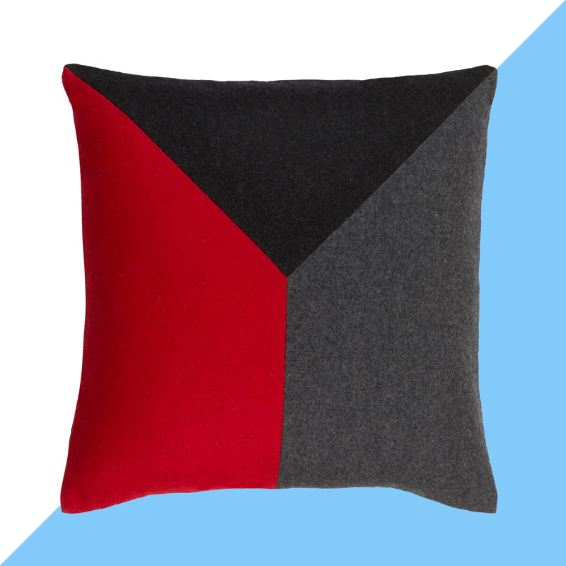 Housse de coussin géométrique , H 22" x l 22" x P 0,25", Rouge / noir
