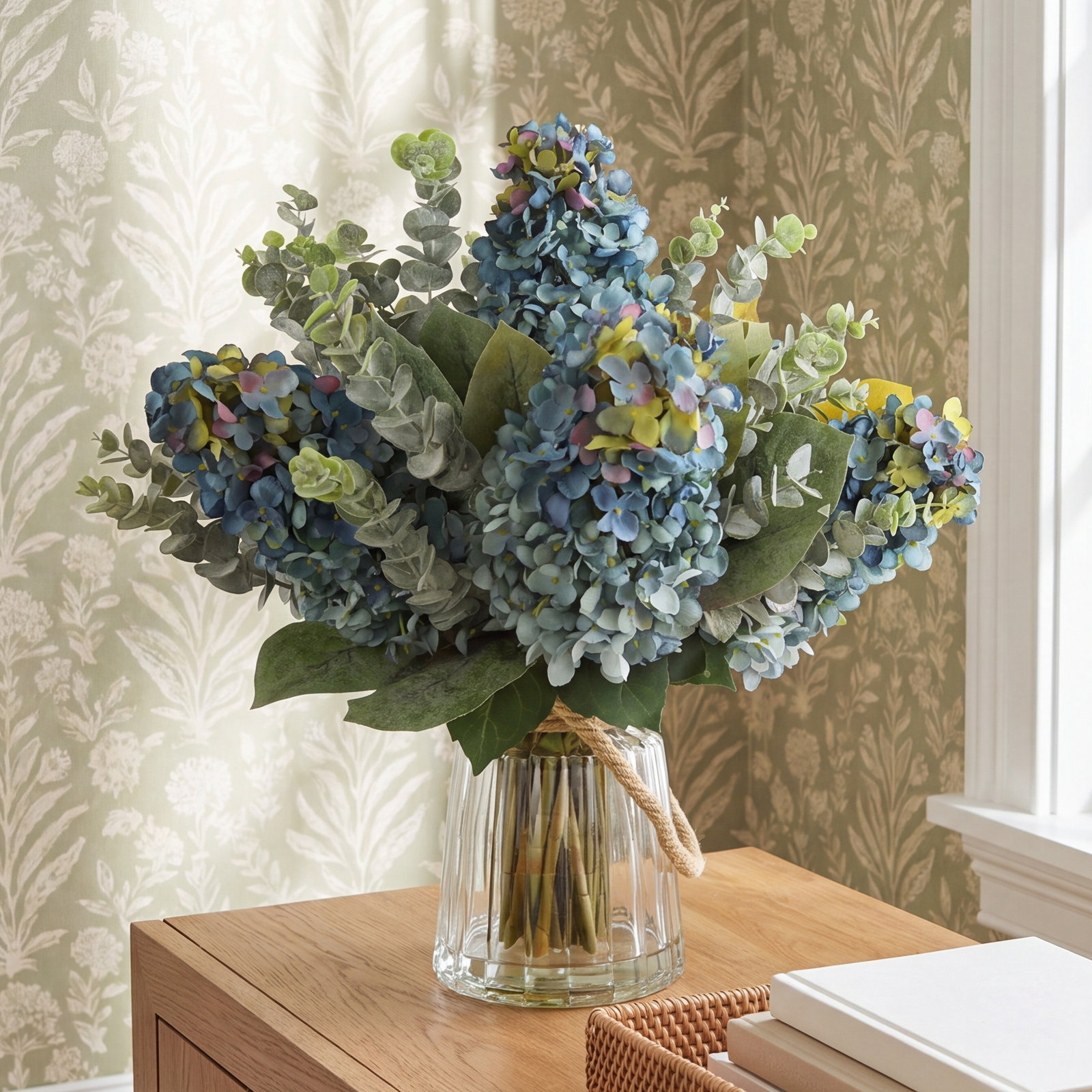 Luxe Hydrangeas Hydrangea Arrangement in Vase, Blue