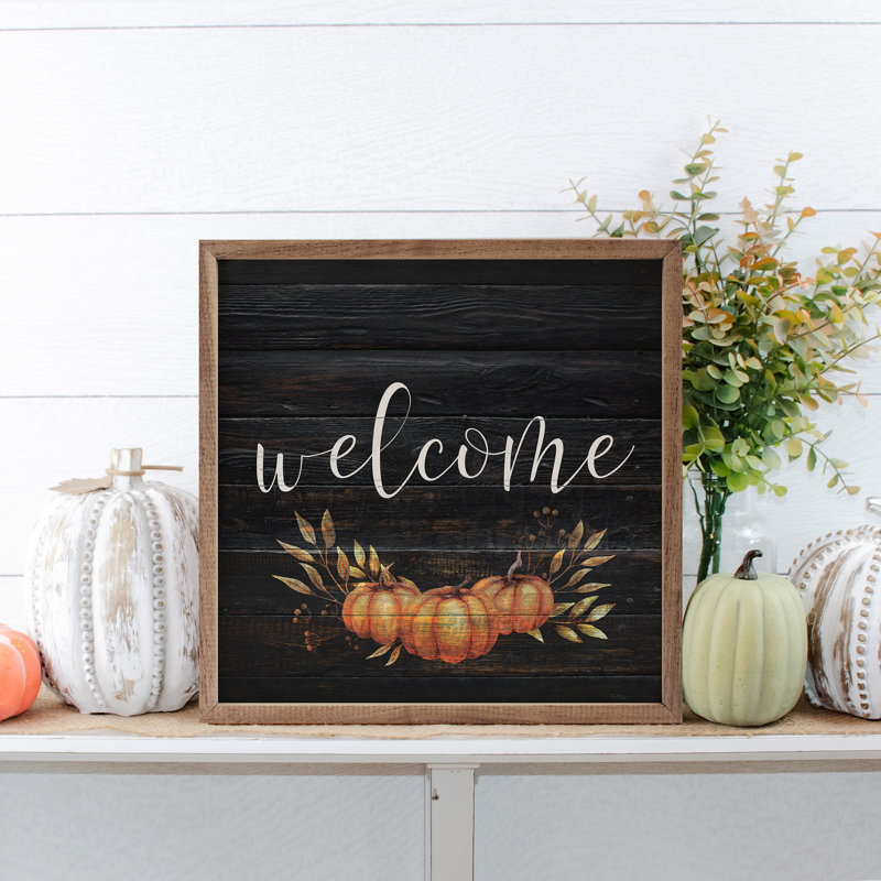 Welcome Pumpkin Black, 12" H x 12" W