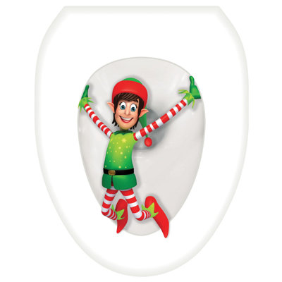 Décalcomanie de siège de toilette de Noël Elf sur un siège - Toile de toilette