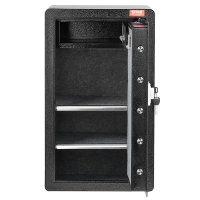 Coffre-fort à une porte de 4,0 pieds cubes avec serrure à clé et mot de passe, coffre-fort avec sac ignifuge, porte-clés, lumière DEL, 2 tablettes et 1 armoire pour l'argent, les documents, les bijoux et les objets de valeur, noir