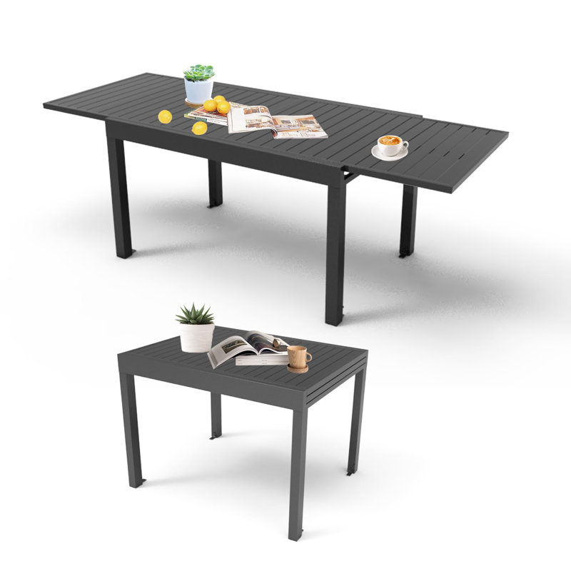 Table de salle à manger extensible en aluminium pour terrasse extensible 35 po à 71 po, Gris foncé