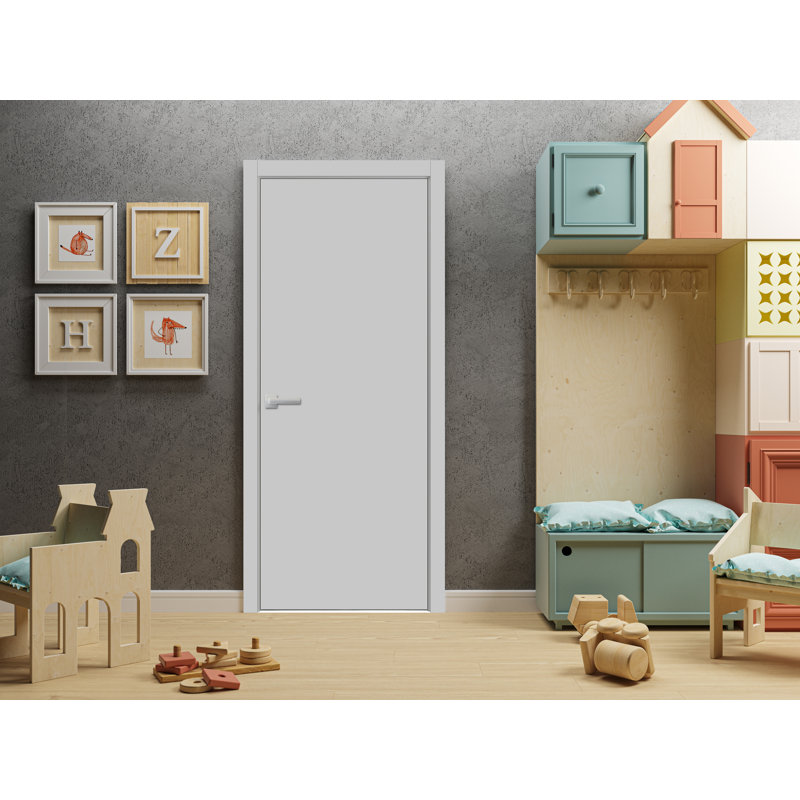 Porte standard lambrissée Planum, 18 po x 80 po, Gris mat