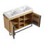 Meuble-lavabo autoportant 48 po avec double lavabo en résine, 2 portes à fermeture douce et 3 tablettes de rangement ouvertes