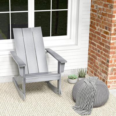 Latitude Run® Patio Adirondack Rocking Chair All Weather Hdpe Porch Rocker 330lbs Grey Outdoor