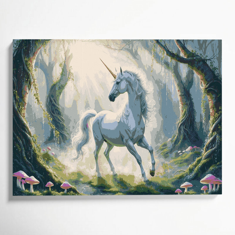 Art mural sur toile gris licorne sciifi, H 8 po x l 10 po