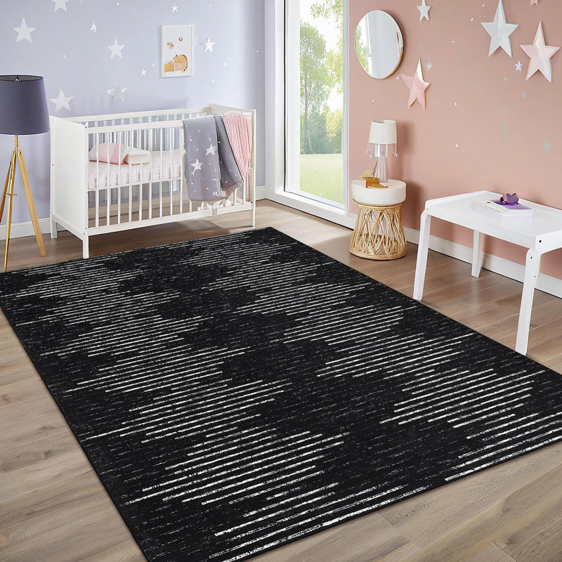 Tapis de couloir Modern Modern, Black/Beige, Rectangle 10' x 13'