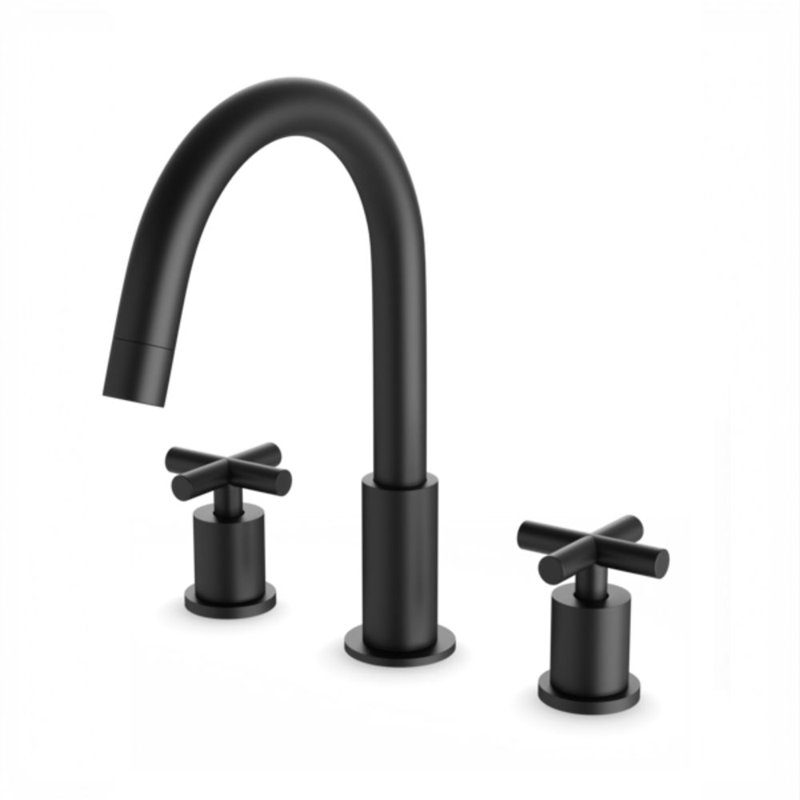 Robinet pour salle de bain à 2 poignées, Noir mat