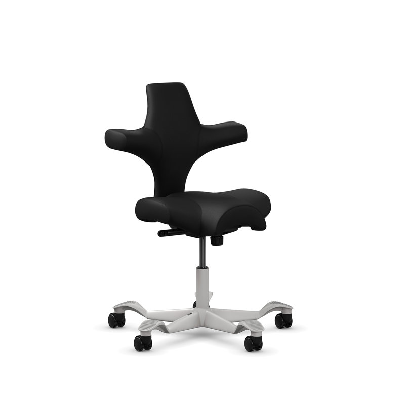 Chaise à hauteur standard réglable HœG Capisco, Standard, Argent argent, Noir onyx
