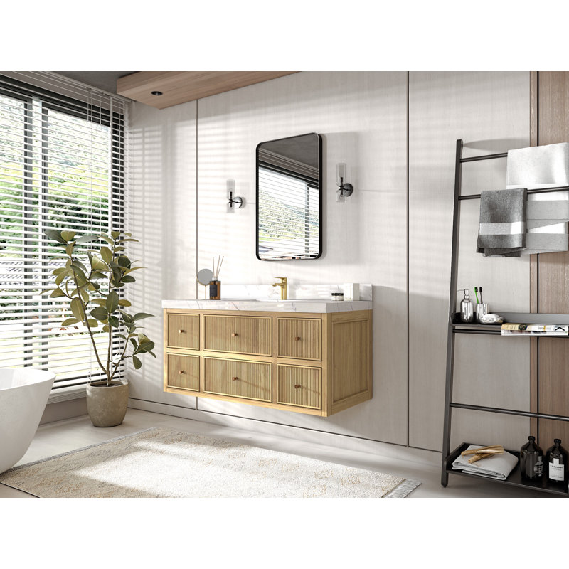Ensemble de meuble-lavabo simple 48 po avec plateau en quartz Nedrud