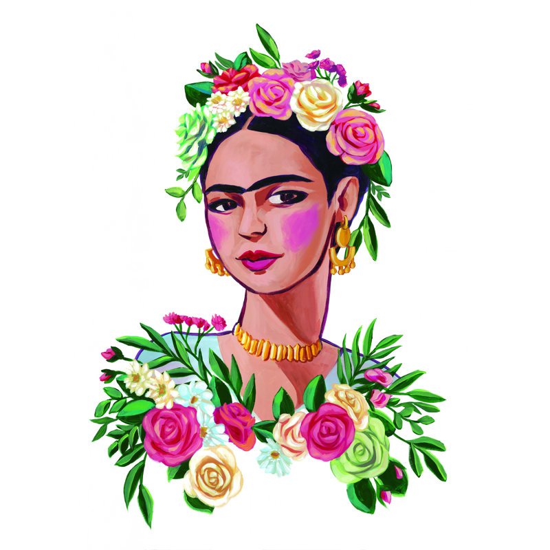 Frida illustrée - reproduction sur toile tendue, H 40 po x l 30 po