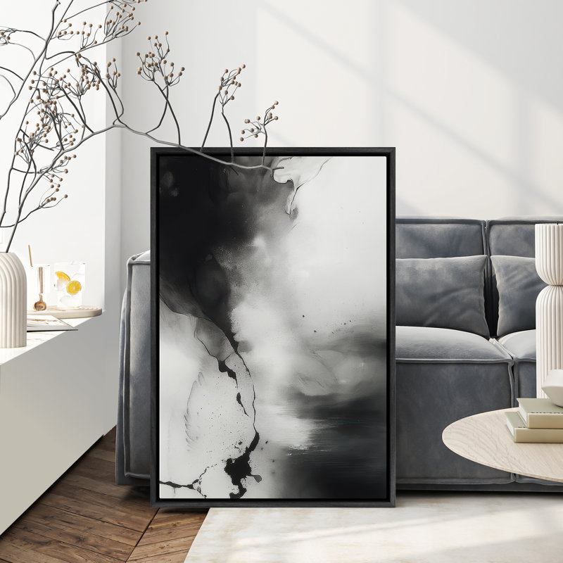 Art mural encadré abstrait rétro antique classique pour chambre à coucher, H 24 po x l 16 po, Noir