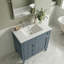 Meuble-lavabo bleu 30 po avec lavabo supérieur, meuble-lavabo moderne simple à 2 tiroirs et tiroir basculant-131217630-131413125