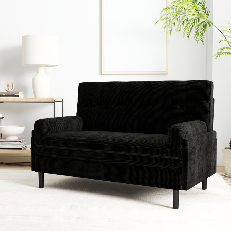 Convertible Loveseat, Black Corduroy