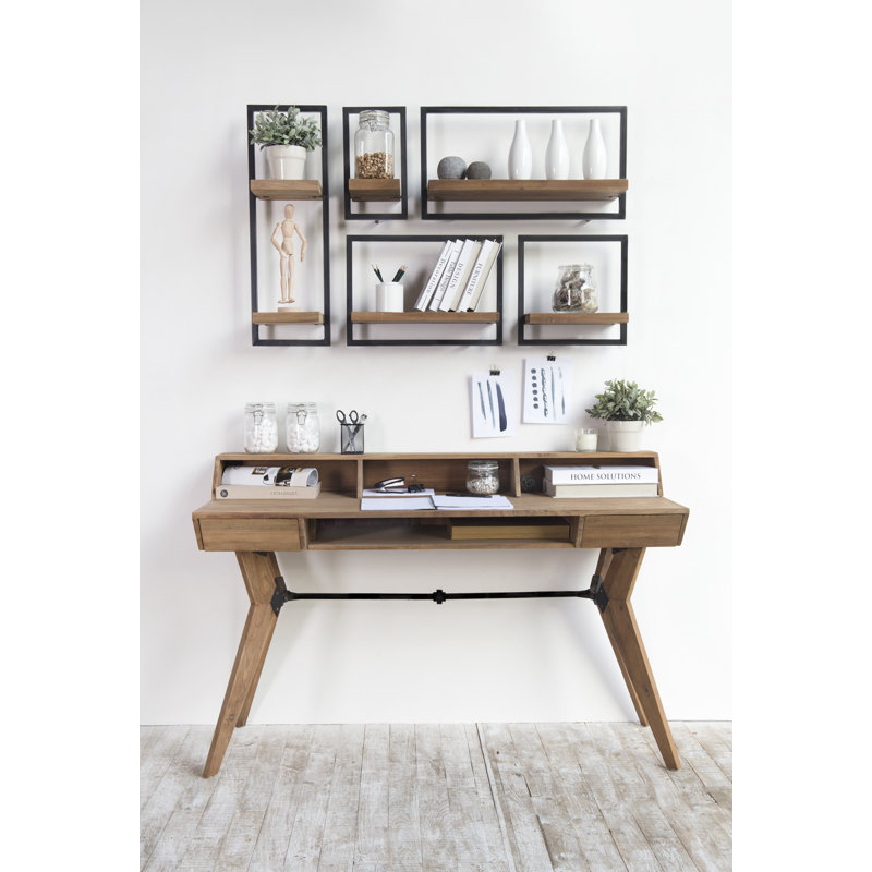 10" Wide Metal Frame 2-Tiered Wall Shelf