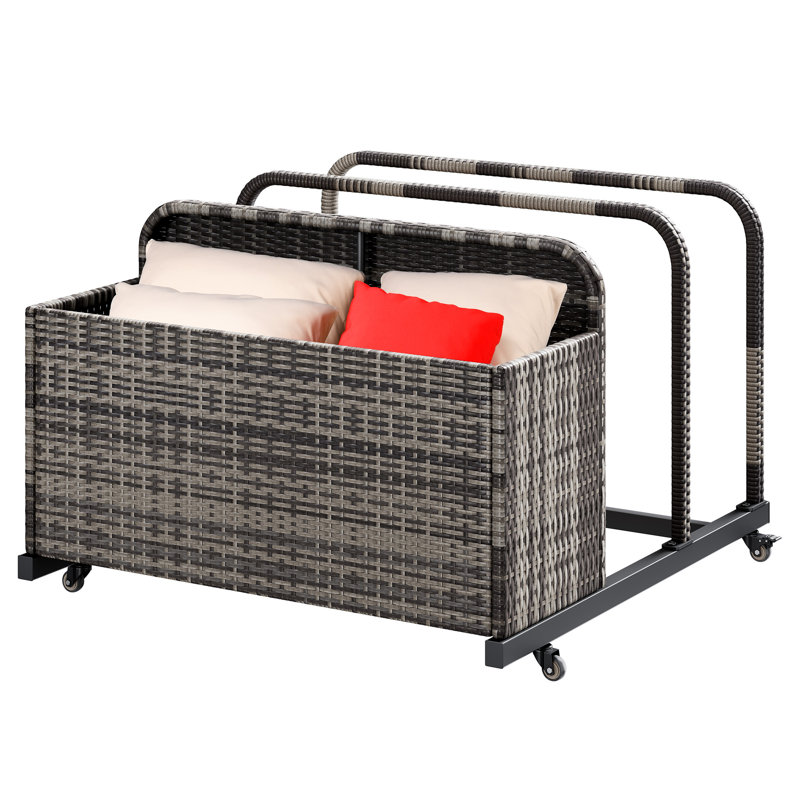 Chariot polyvalent en osier pour le jardin et la piscine, chariot pour l'extérieur, chariot de piscine portable, Gris délavé