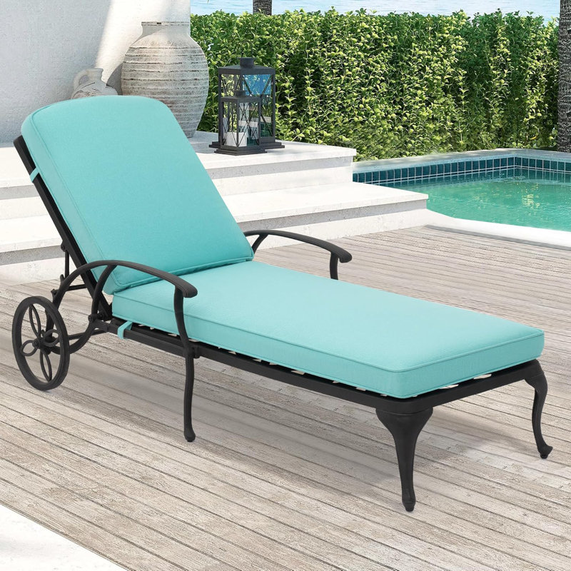 Chaise longue inclinable 45 po avec coussins Sedalia, Sarcelle