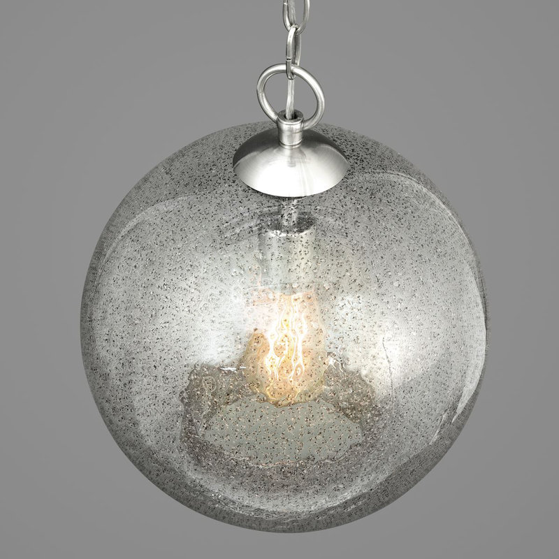 Luminaire suspendu sphère simple à 1 lumière Chicago, Nickel brossé