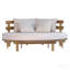 Lit de jour d'extérieur rond en bois d'acacia, méridienne de patio avec dossier à lattes incurvé, coussin et 4 coussins pour la cour, près de la piscine, beige