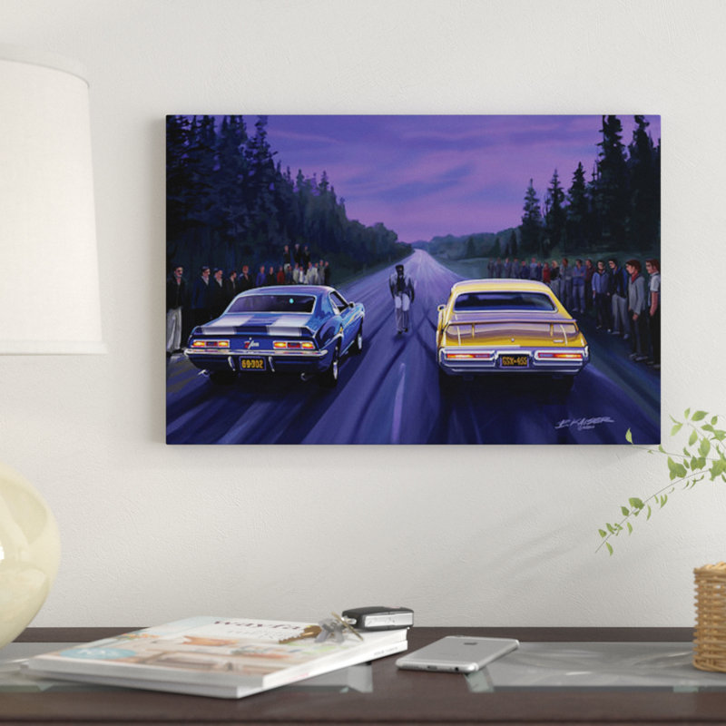 «Back Road Races» par Bruce Kaiser, impression sur toile tendue, H 12 po x l 18 po x P 1,5 po, Toile tendue