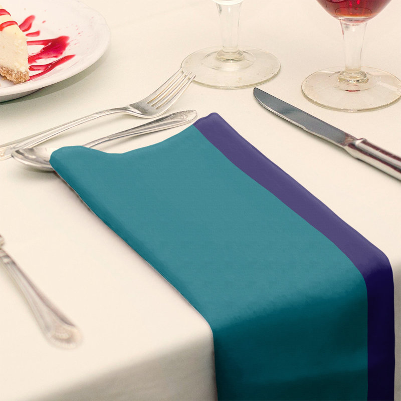 Charlotte Striped Square Napkin, 22" W x 22" L, Teal/Dark Purple/White, Polyester