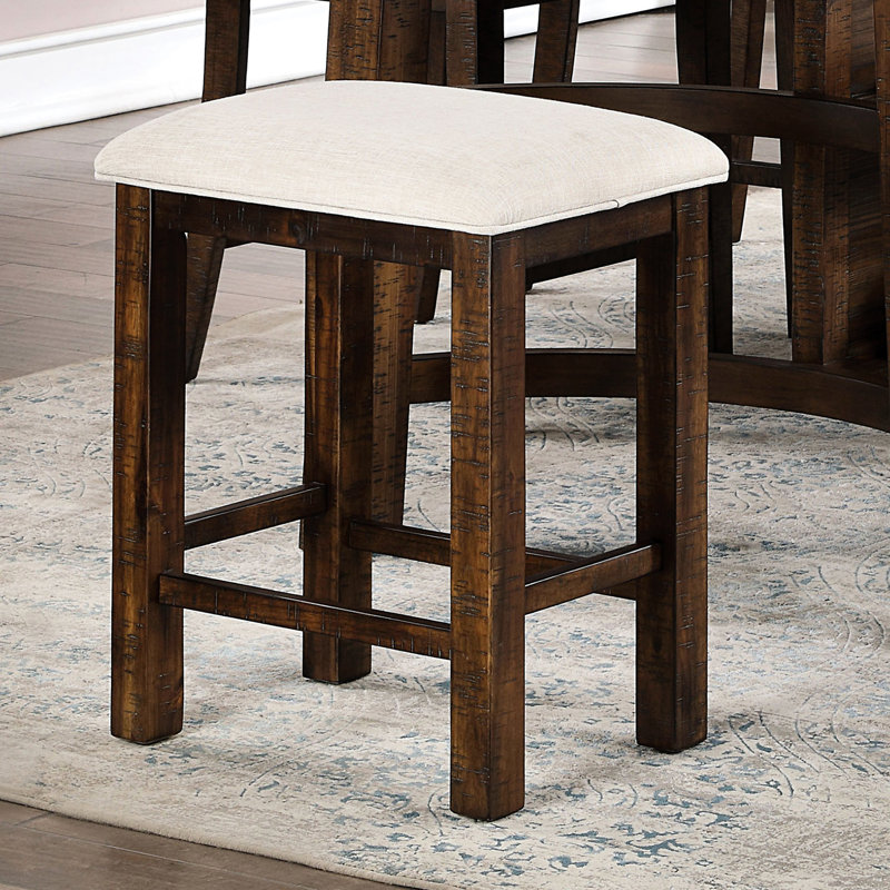 2 tabourets de salle à manger à hauteur de comptoir, finition chêne rustique, siège en tissu beige, tabourets en bois massif 2 pièces, style, bois, coussin,
