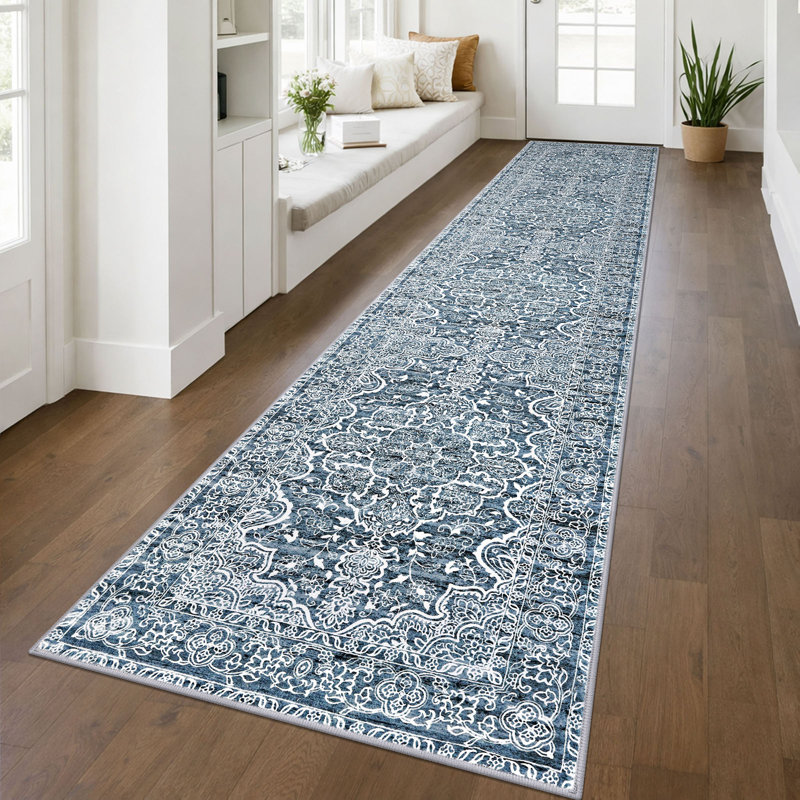 Area Rug Machine Washable Rugs with Rubber Backing for Living Room, Runner 2'7" x 12'