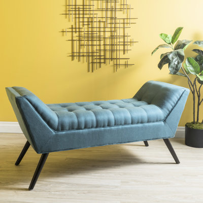 Banc confortable bleu sarcelle avec coussin de siège rembourré et salon doux au design