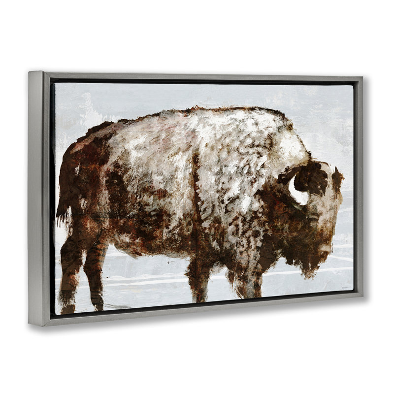 «Abstract Buffalo Impression» par Dan Meneely, Cadre flottant gris lustré, H 21 po x l 31 po