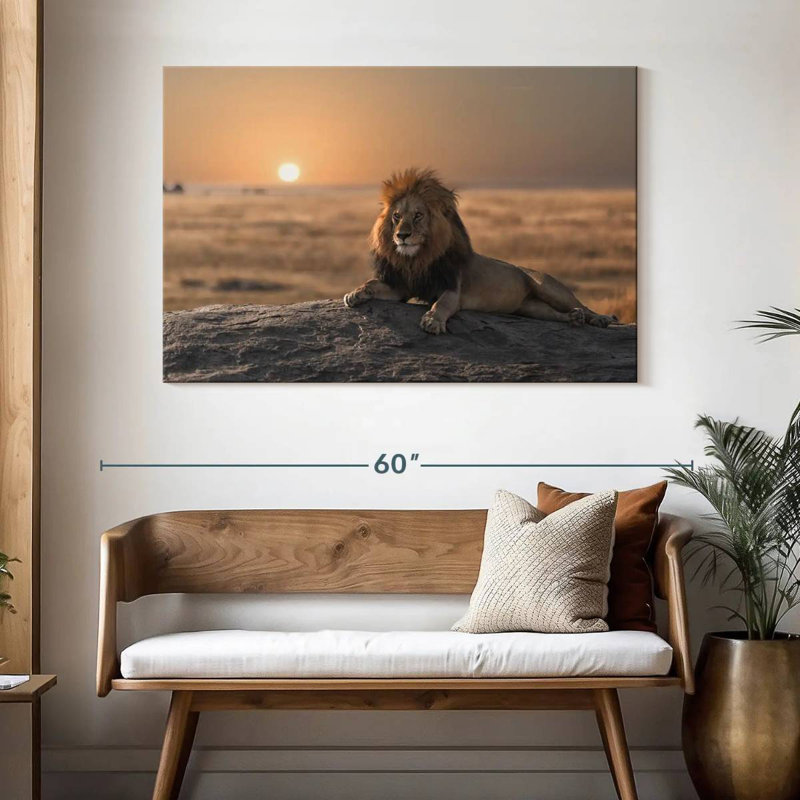 Lion On A Rock, 32" H x 48" W