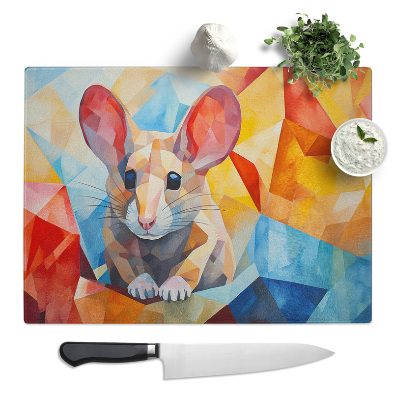 Mouse Geometric  Glass Chopping Board
