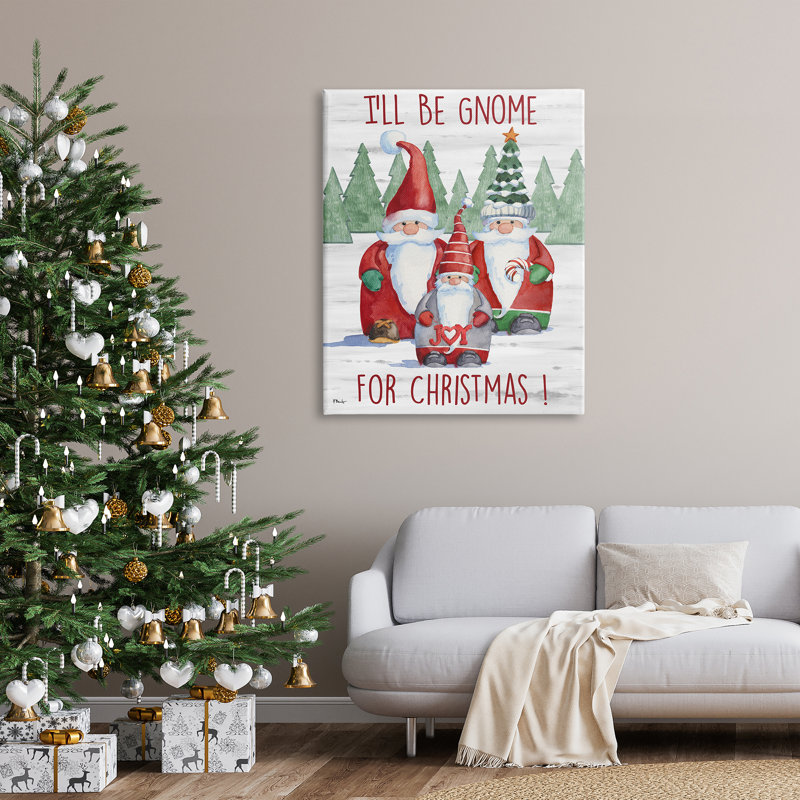 «Gnome For Christmas», art mural encadré flottant par Paul Brent, H 48 po x l 36 po x P 1,5 po