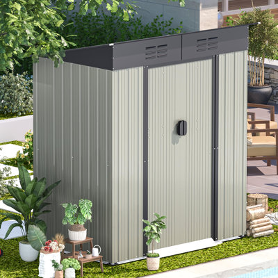 Bodhild 5 ft. W x 3 ft. D Galvanized Steel Pent Garden Shed