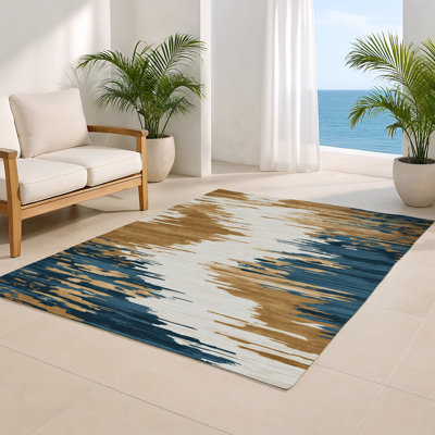 Tapis intérieur et extérieur beige Watercolor