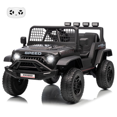 12V Kids Ride On Truck, Electric Car Toy with Extra Wide Seat & Legroom, Remote Control,3 Speeds,LED Lights,Music & USB