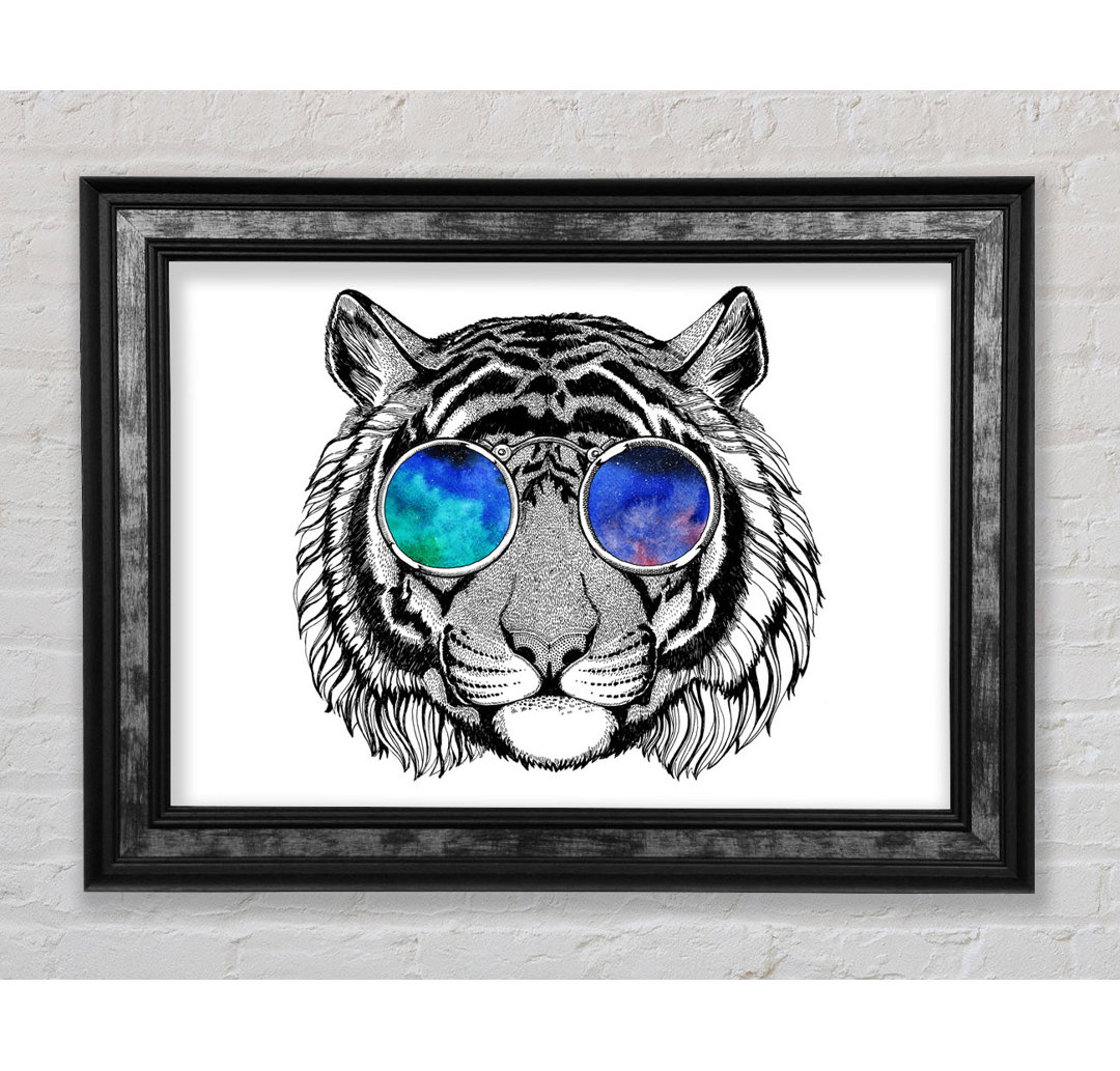 Glasses On A Tiger Hipster - Einzelne Bilderrahmen Kunstdrucke