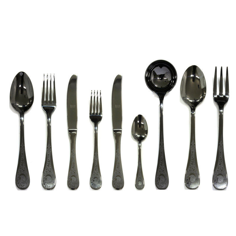 Flatware Set - 39 Pieces - Gold, Black Gold