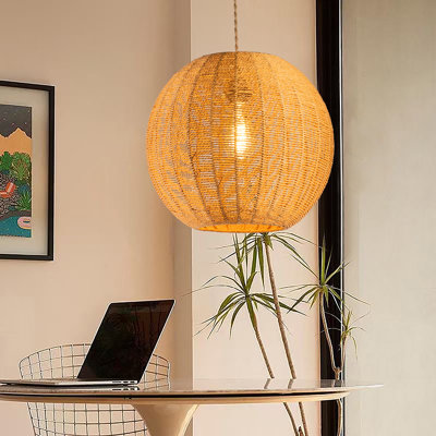 Luminaire suspendu en rotin 1 lumière tissé