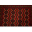 Tapis rouge Balouch en laine nouée à la main de conception unique 3 pi 4 po x 6 pi 3 po Triana