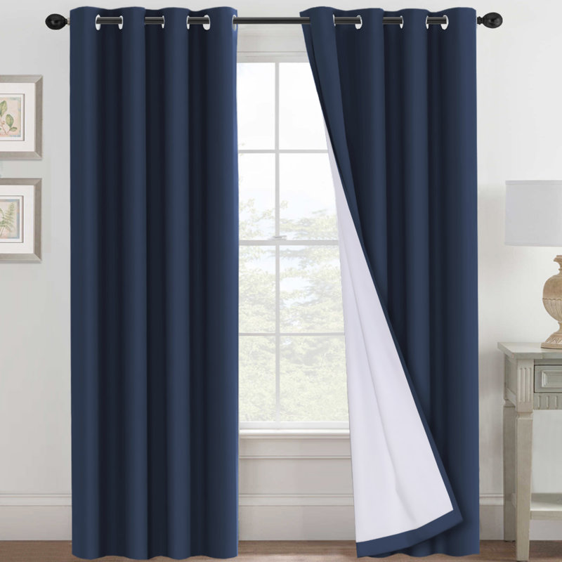 Paire de rideaux occultant et isolant avec œillets Adona, Bleu marine, l 52 po x L 96 po