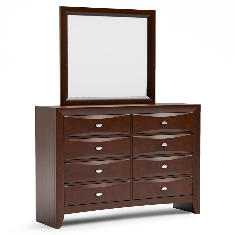Commode 8 tiroirs avec miroir Urbanek, Brun