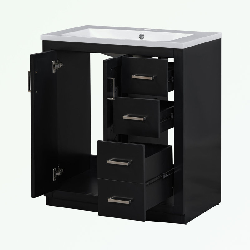 Pollark 29.52'' Single Bathroom Vanity with Resin Top, Black