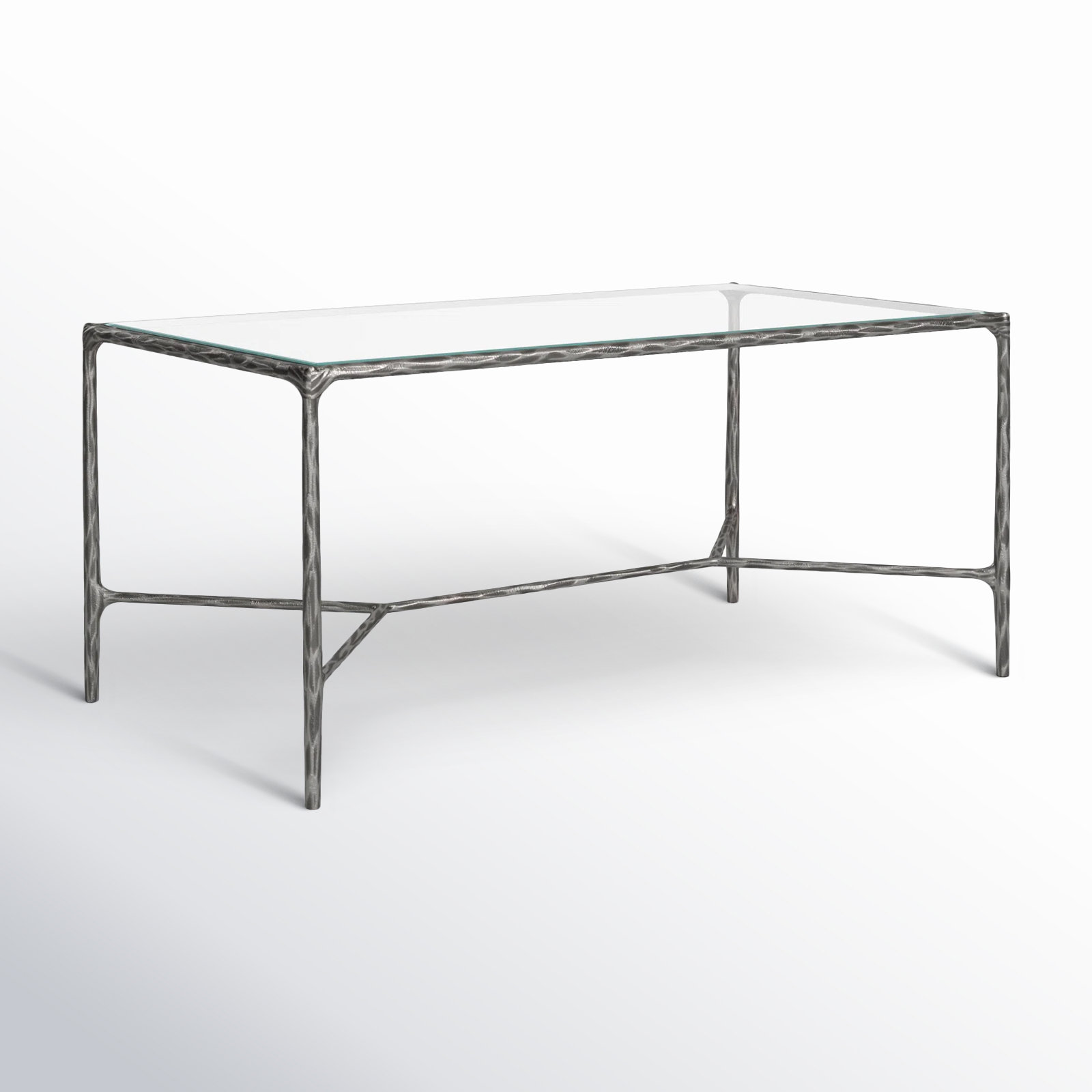 Evelynn 40" Glass Coffee Table, Silver, Clear