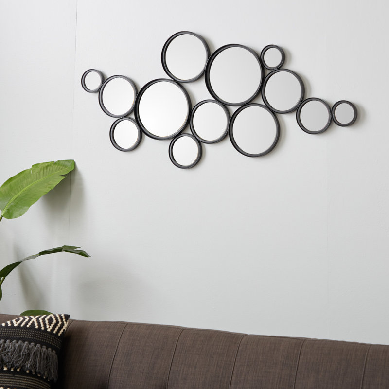 Metal Bubble Cluster Abstract Black Wall Mirror