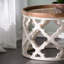 Grande table d'appoint 23 po blanche vieillie