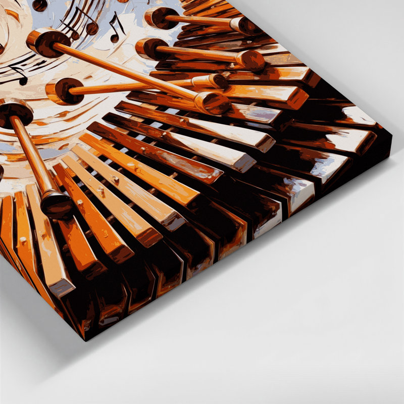 «Music Marimba», art mural sur toile noire, H 24 po x l 36 po