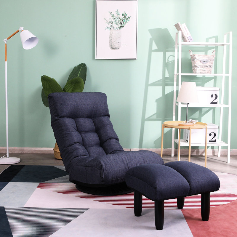 Chaise de plancher inclinable avec structure en métal, rotation à 360 degrés - pour relaxer 3 fonctions de réglage bleu marine, poids de 28,54 lb à la maison